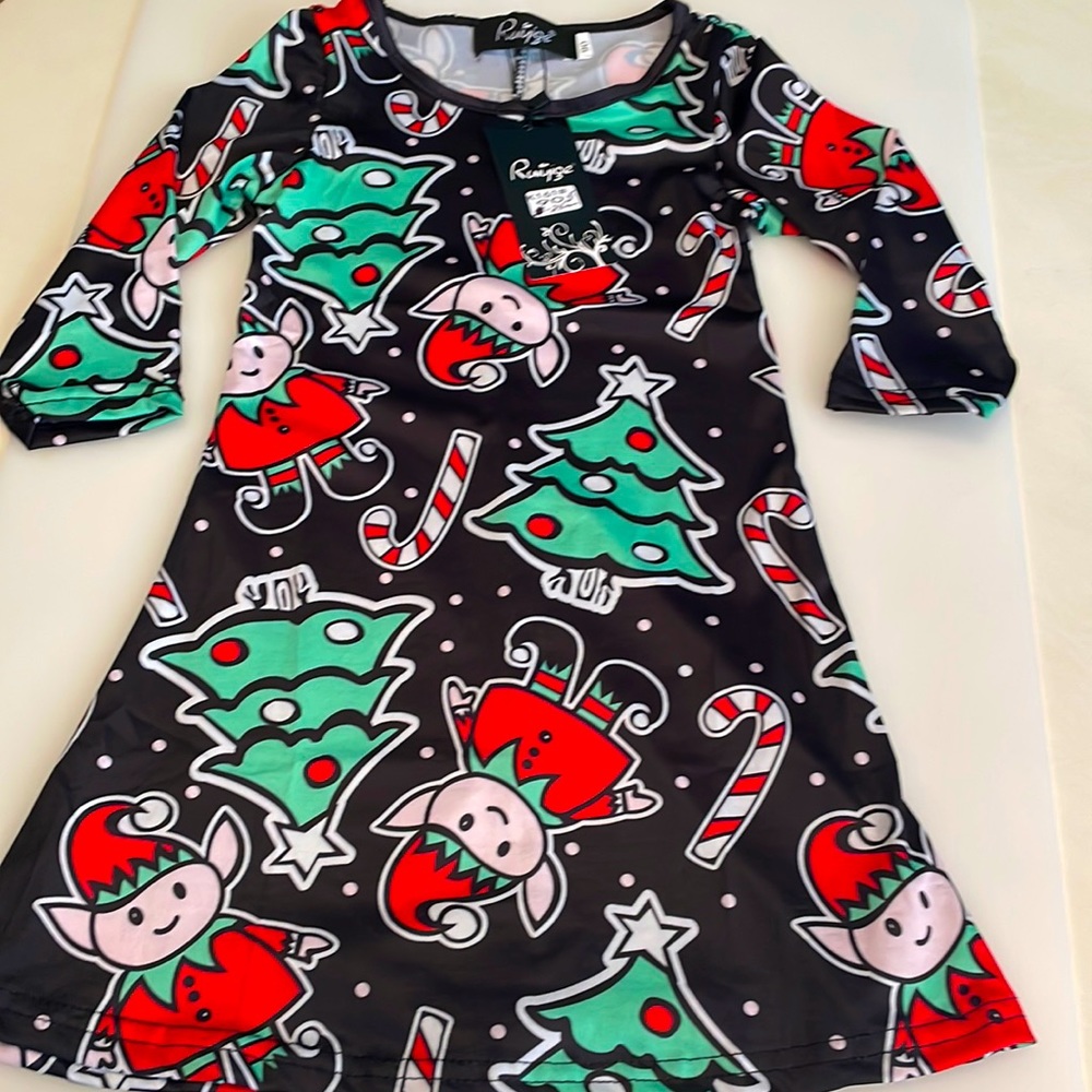 NWT Holiday Elf and Tree Dress Size 2-3 T